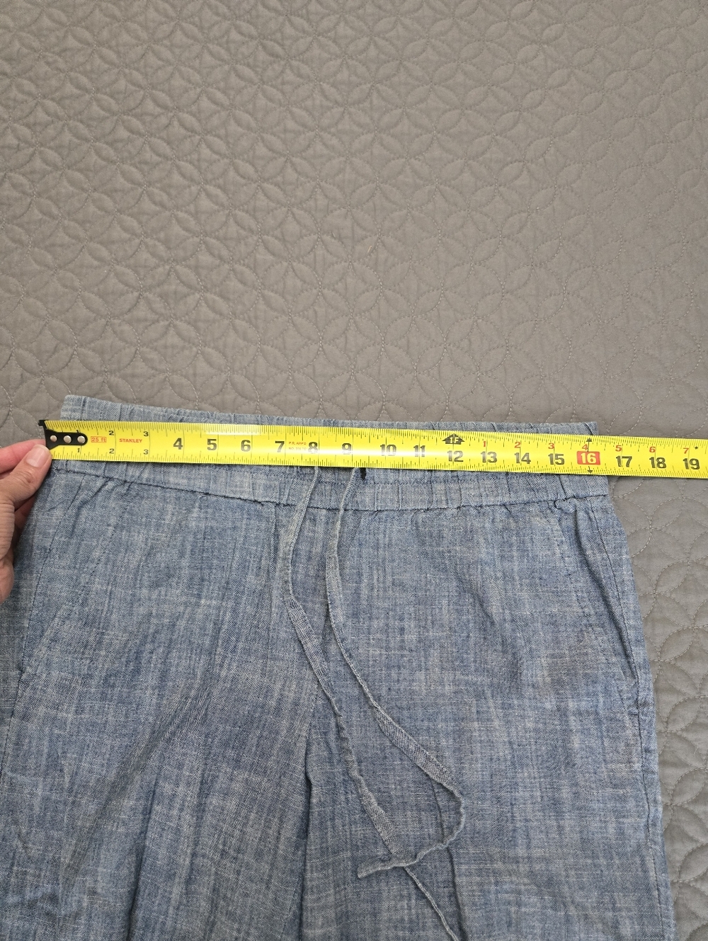 Light Blue Cotton Drawstring Pants - Picture 4 of 9